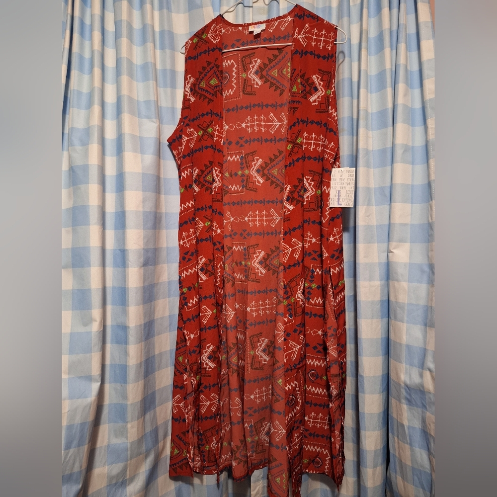 NWT LuluRoe Women's Red Patterned Tunic Cover-up Top